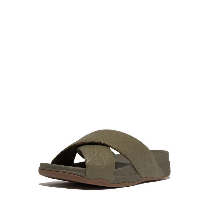 Surfer Mens Tumbled-Leather Cross Slides