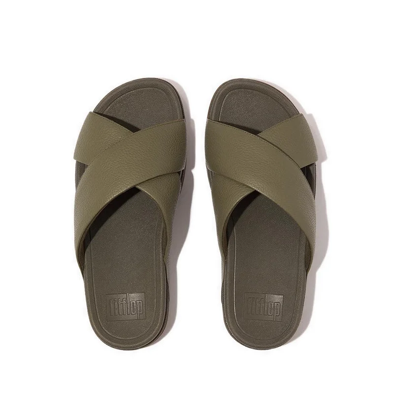 Surfer Mens Tumbled-Leather Cross Slides