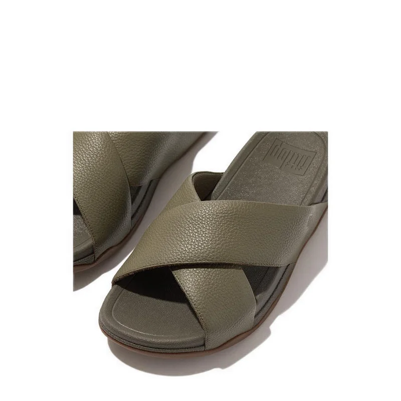 Surfer Mens Tumbled-Leather Cross Slides