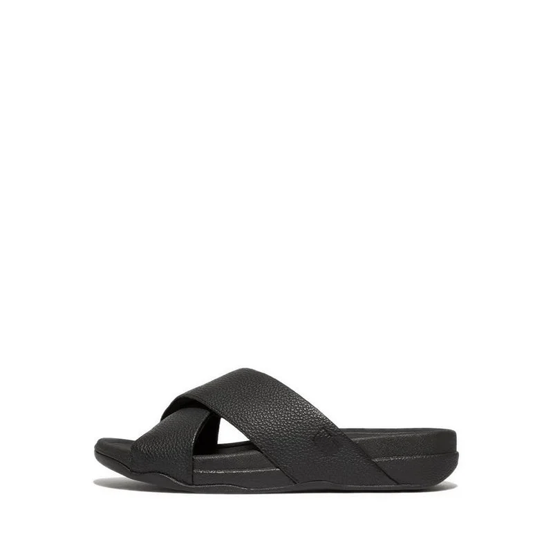 SURFER MENS TUMBLED-LEATHER CROSS SLIDES