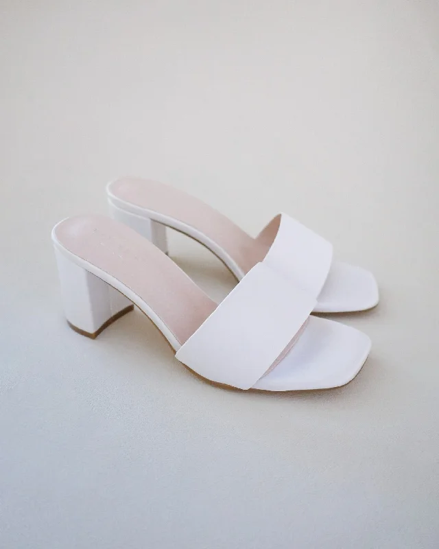 Satin Block Heels Slide Wedding Sandals