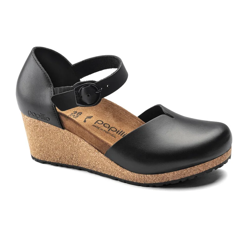 Birkenstock Mary Ring-Buckle Wedge Sandal (Women) - Black Leather