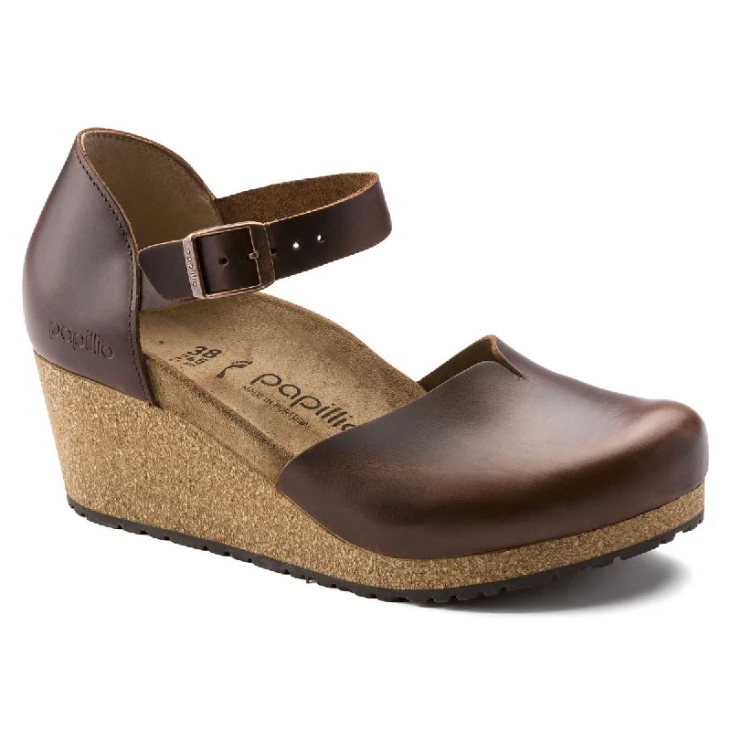 Papillio Mary Leather Cognac Wedges