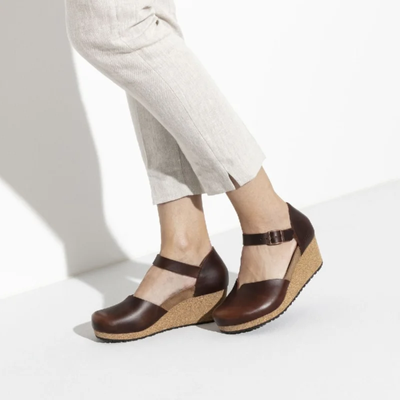 Papillio Mary Leather Cognac Wedges