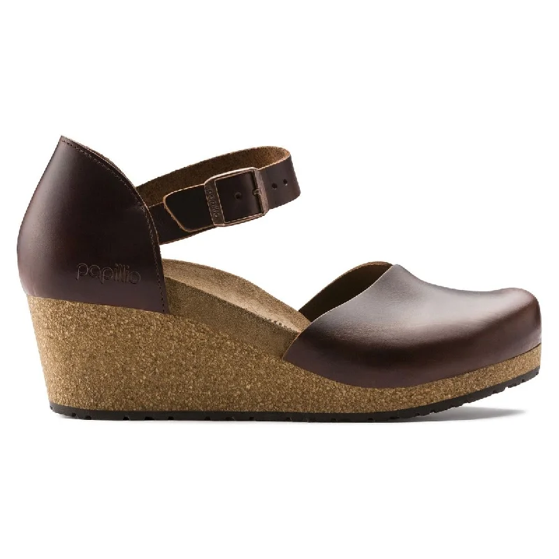 Papillio Mary Leather Cognac Wedges