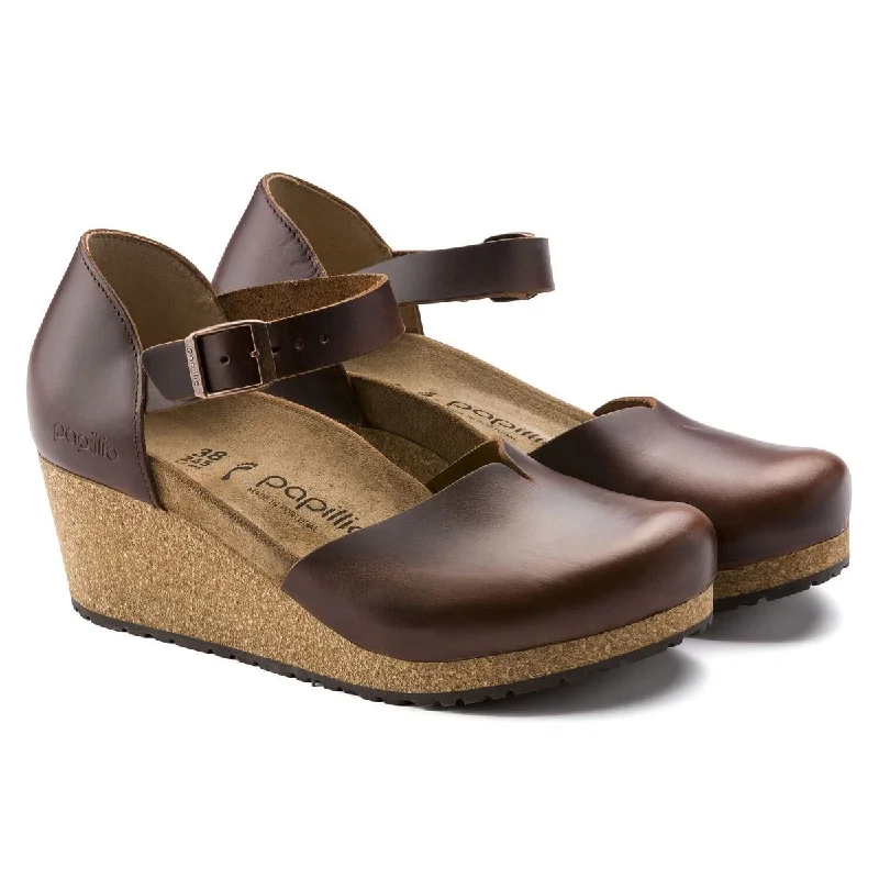 Papillio Mary Leather Cognac Wedges