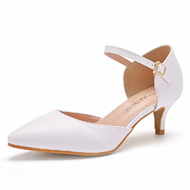 Women Pointed Toe Mary Janes Middle Heel Wedding Sandals