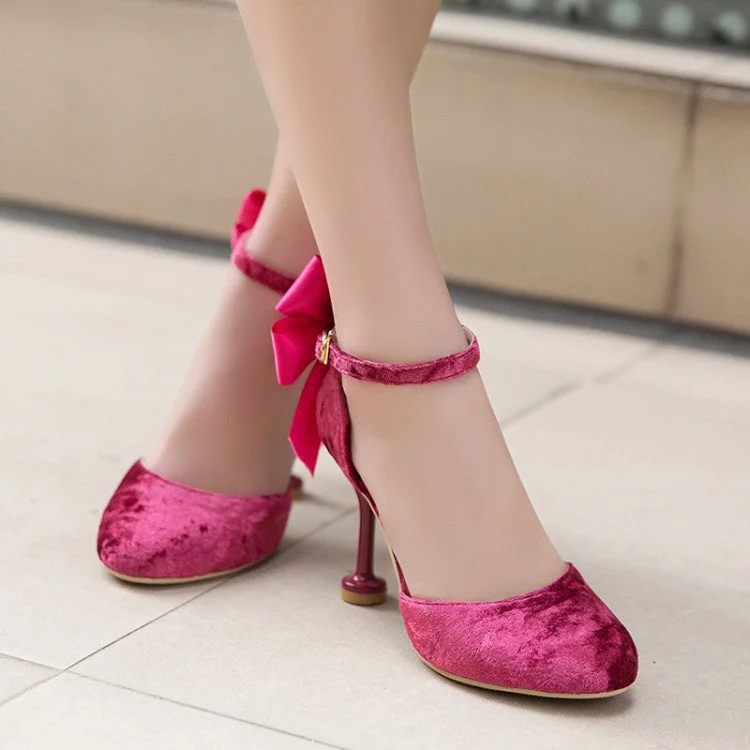 Women Bowtie Mary Jane Mid Heels Sandals