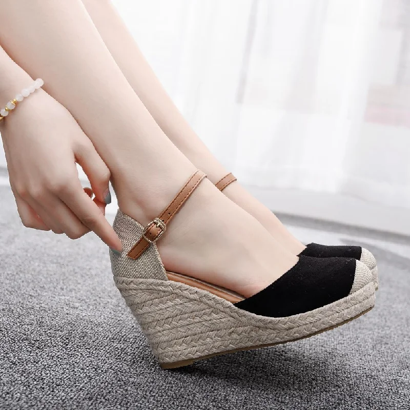 Women's Hemp Rope Straw Mat Woven High Mary Sandals