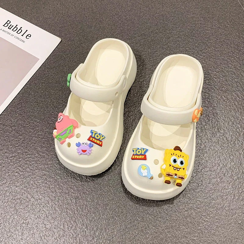 Women's Slip-on Cartoon Closed Toe Summer Outdoor Wear Half Mary Sandals